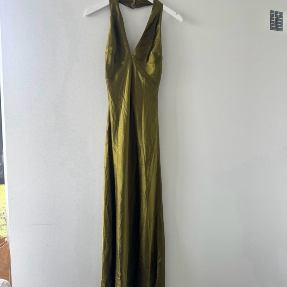 Reformation Daniela silk dress in pear NWT - Picture 4 of 7